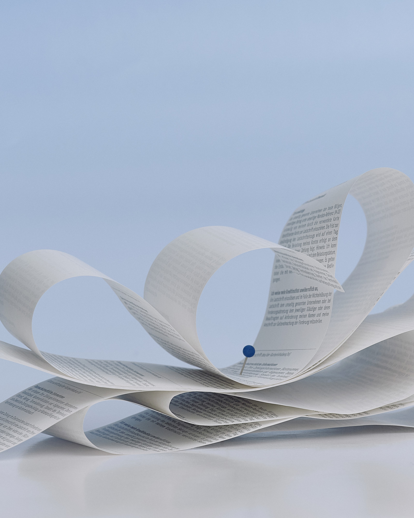 Curled receipt paper